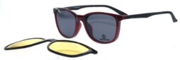 Ladies' wine red frame and temples with double clipon