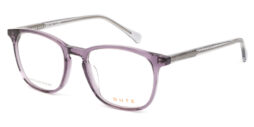 Square, crystal violet acetate frame with grey color temples