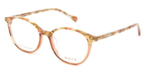 Kid's, round, salmon color acetate frame and temples combined with matching color pattern.