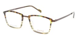 Brown-green multicolored acetate frame, with brown metallic temples and bridge. Matching color acetate temple tips
