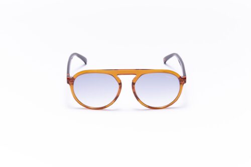 unisex, handmade, round orange acetate sunglasses with smoke lens