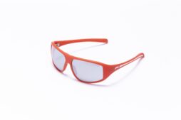 Aviator acetate unisex mask in matt red color and silver flash lens