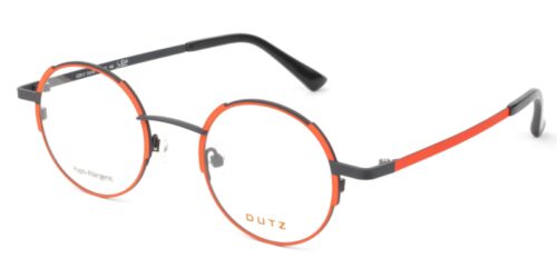 Unisex, bi-color, grey-fluorescent red, metallic frame and temples
