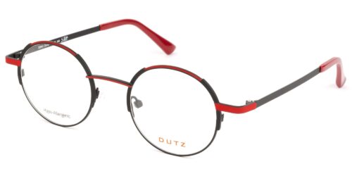 Unisex, bi-color, black with red details, metallic frame and temples