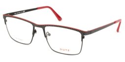 Men's rectangular, bicolor, black combined with red, metallic frame and temples