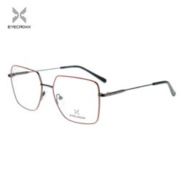 Unisex, bi-color, gun combined with red, metallic frame with black color acetate temple tips