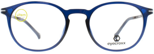 Unisex dark blue frame and temple tips and contrast color brown temples