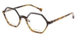 Brown metal, combined with brown based multicolor acetate frame and assorted color acetate temples