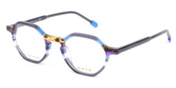 Ladies, multi-colored, blue bases acetate frame, with matching color temples