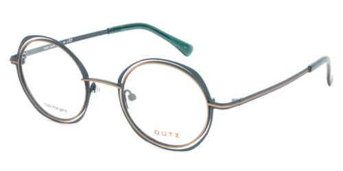Ladies, petrol blue metallic full frame and temples with brown color details and assorted color acetate temple tips