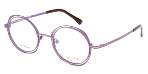 Ladies, violet metallic full frame and temples with gold toned details and assorted color acetate temple tips