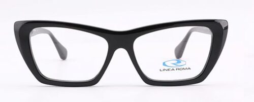A bold, elegant, acetate frame in black color with matching color temples