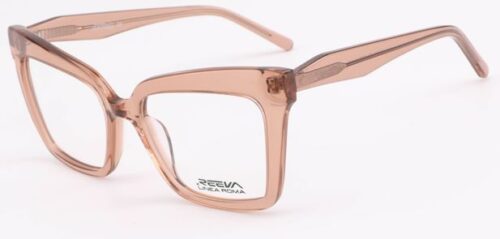 An oversized, feminine, crystal brown frame, with matching color temples