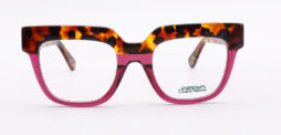 An oversized, 2 layered frame, crystal purple combined with brown tartaruga pattern and matching color temples