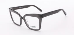 An oversized, feminine frame in shimmering black color, with matching color temples