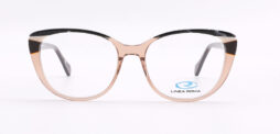 An elegant, crystal light brown frame combined with marble black and brown color temples