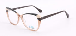 An elegant, crystal light brown colored frame combined with marble black and dark brown temples