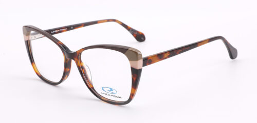 An elegant, brown tartaruga based multicolor frame, with matching color temples