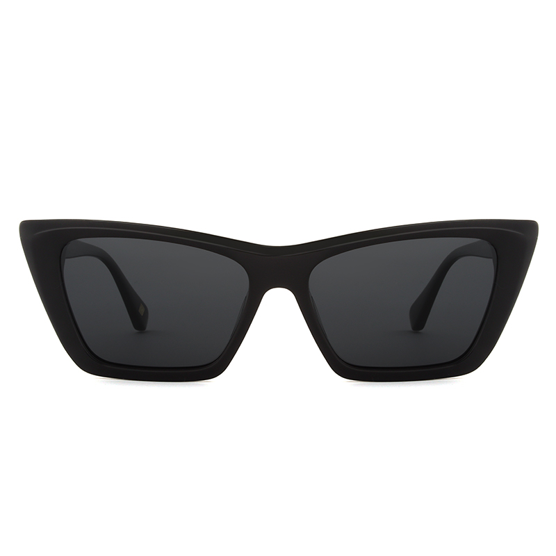 Black, acetate, frame and temples, with smoke grey color polarized lenses for 100% UV protection