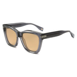 Transparent grey, acetate frame and temples, with light brown color polarized lenses, for 100% UV protection