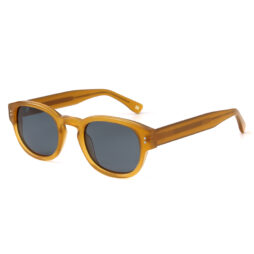 Transparent yellow, acetate, casual frame and temples with bluish grey color polarized lenses, for 100% UV protection