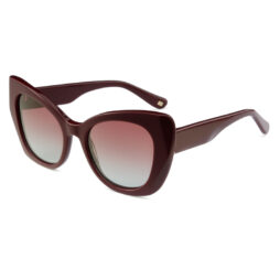 Wine red, acetate, frame and temples, with gradient brown color polarized lenses for 100% UV protection