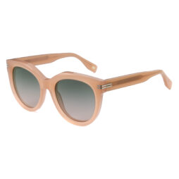 Transparent light pink, acetate, frame and temples, with smoke-pink color polarized lenses, for 100% UV protection