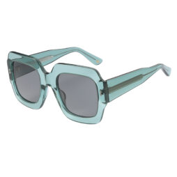 Transparent green, acetate frame and temples with light smoke polarized lenses for 100%UV protection