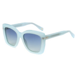 Transparent blue, acetate, frame and temples, with gradient blue color polarized lenses, for 100% UV protection