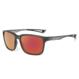 Men's, transparent grey, ultem frame and temples with revo red polarized lenses for 100% UV protection