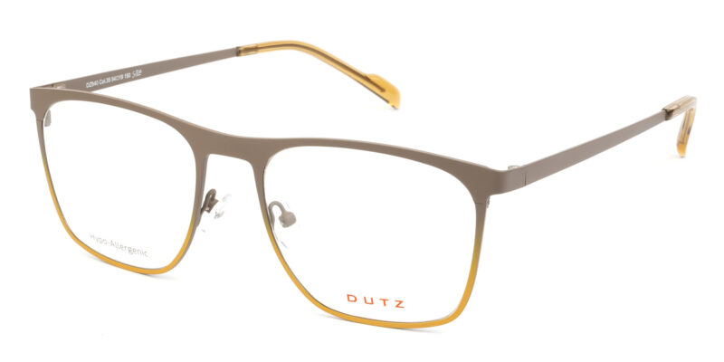 Men's, bicolor, brown combined with mustard, metallic frame and temples, with assorted color acetate temple tips