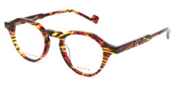 Unisex, multicolored red based, acetate frame, with matching color temples