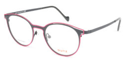 Elegant, bi-color, grey combined with neon pink, metallic frame and temples. Matching color acetate temple tips