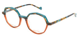 Women's, geometrical, aqua combined with crystal brick, acetate frame; contrast multicolor temples and front details