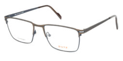 Men's, rectangular, bicolor, petrol blue combined with brown, metallic frame and temples, with brown acetate temple tips