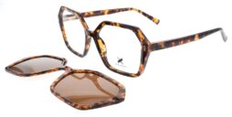 Unisex, shiny brown tartaruga frame and temples with assorted clip on and brown polarized lenses