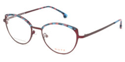 Aubergine metallic frame and temples, combined with multicolor, acetate top front and assorted temple tips