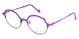 Feminine, bicolor, purple combined with grey, metallic frame and temples, with matching color acetate temple tips