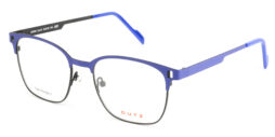 Men's, bicolor, bright blue combined with black, metallic frame and temples, with assorted color acetate temple tips