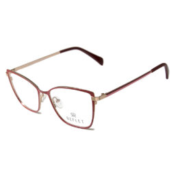 An elegant, shiny red & rοse gold, metallic full frame with red and rose color temples and red acetate tips