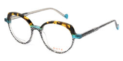 Trendy, havana combined with black & white pattern, acetate frame and temples