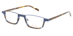Dark blue metal, combined with havana acetate frame and assorted color acetate temples