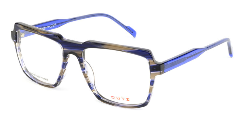 Multicolor, blue striped based acetate frame and matching color temples