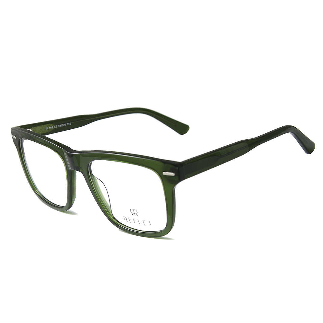 A bold, green transparent, acetate full frame and temples