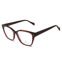 Feminine, oversize, shiny crystal burgundy full frame, with assorted color temples