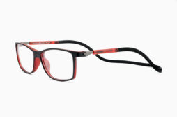 Elegant, slim frame in black color on the front and red inside, with solid black flexible headband