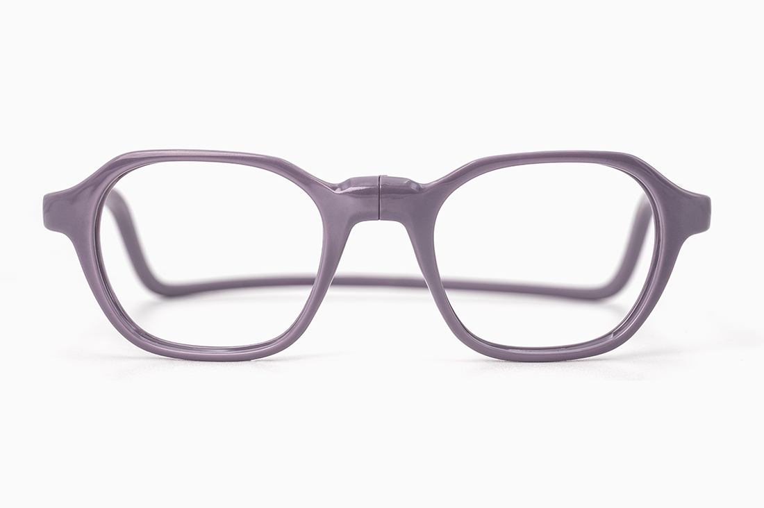 Geometrical, modern frame in shiny lilac color with matching color flexible headband
