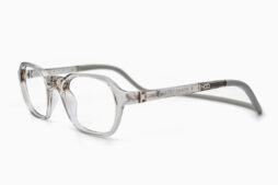 Geometrical, modern frame in crystal transparent with grey color flexible headband
