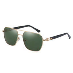 Men's, shiny gold tone, metallic frame, with G-15 color polarized lenses for 100% UV protection