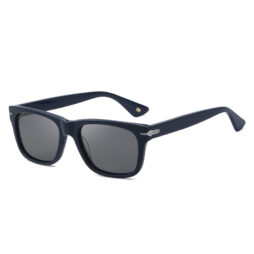 Unisex, casual, acetate frame and temples in dark blue color, with light grey color organic lenses